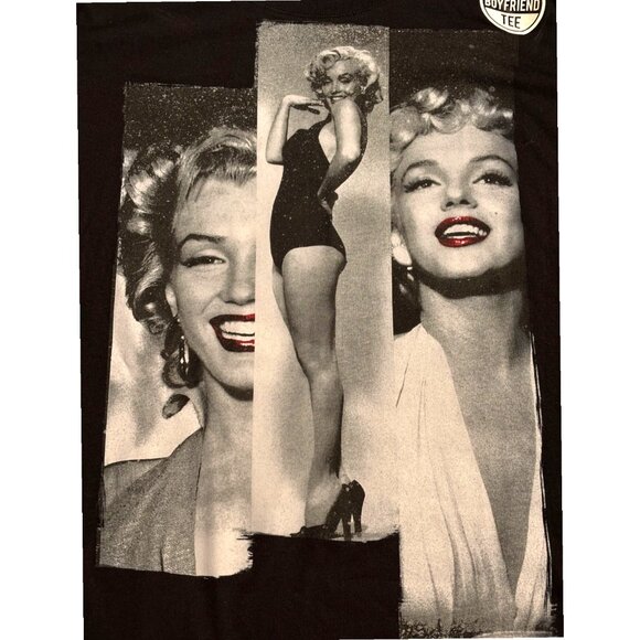 Marilyn Monroe Juniors sz XL short sleeve black t-shirt the Boyfriend Tee NWT - Picture 4 of 8